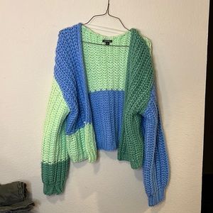 Color Block Target Sweater Knit Cardigan